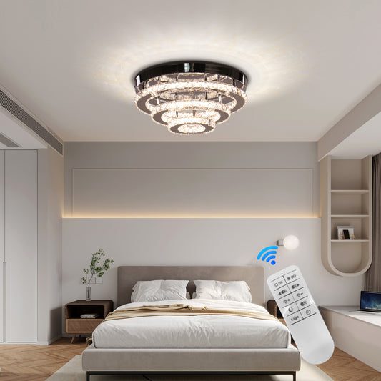 Křišťálový LED lustr LLC151/500CH, 64W, 3 prvky, studené/teplé/neutrální světlo, stmívatelný, lesklý chrom