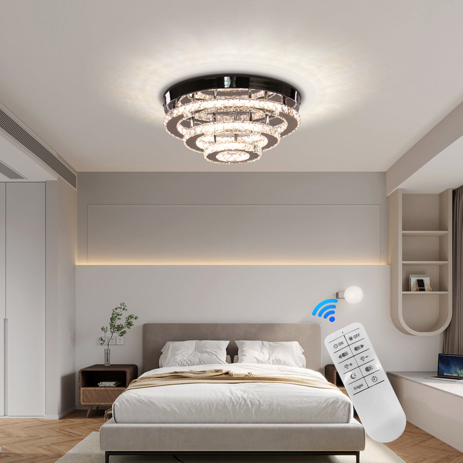 Křišťálový LED lustr LLC151/500CH, 64W, 3 prvky, studené/teplé/neutrální světlo, stmívatelný, lesklý chrom