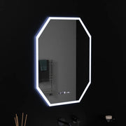 Polygonové LED zrcadlo, 60X80cm, senzor Hexaluce MotionGlow Marcello, systém odmlžování, hodiny a teploměr, stmívatelné