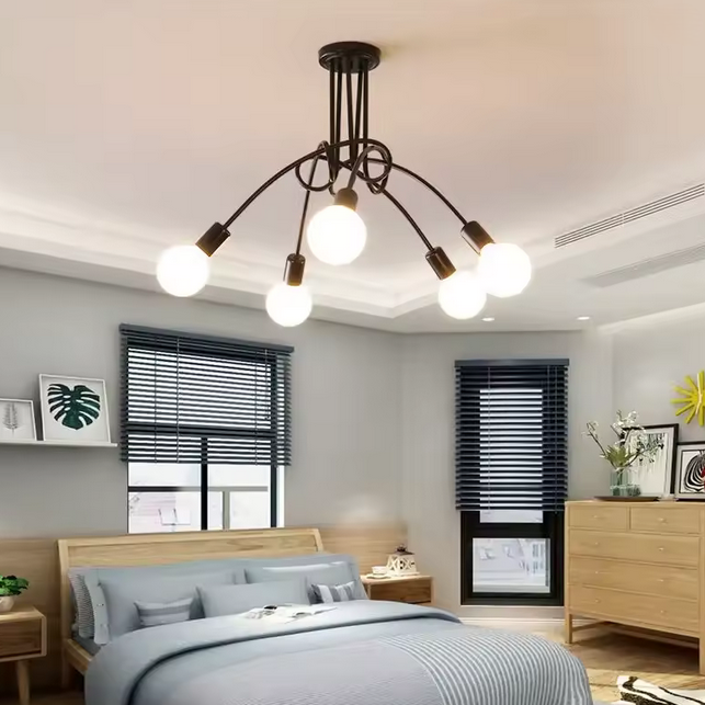 Modernistická penta 5, 5x E27, černá, moderní design