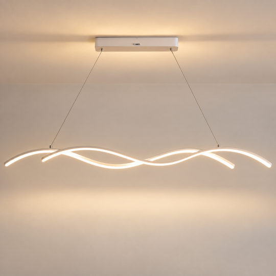 Závěsný LED lustr s dálkovým ovládáním KHOROG 34W, Délka 120cm, Studené/Teplé/Neutrální světlo, Stmívatelné, Nastavitelná výška, Bílá