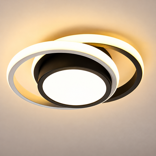 LED lustr VERTEX FUSION 21W, 2 kruhy, kovové rámy, studené/teplé/neutrální světlo, bílá/černá