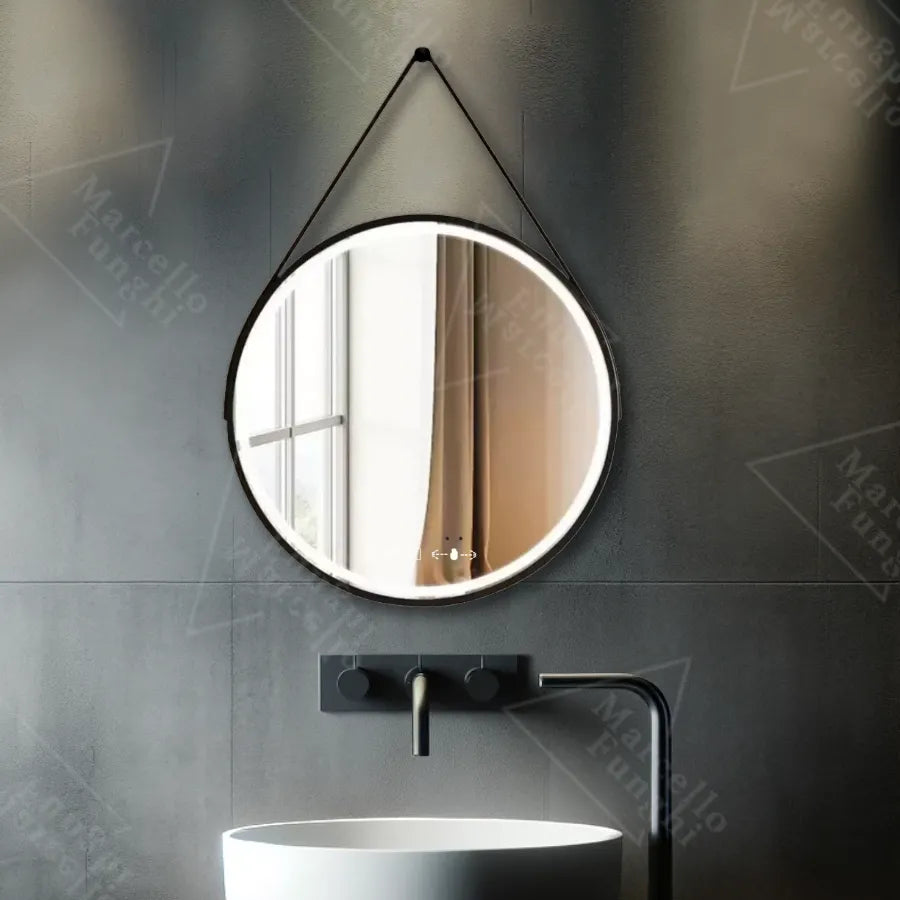 LED kulaté zrcadlo, 50 cm, Celeste Majeste Noir Eleve MotionGlow Marcello, Demister System, Hodiny & Teploměr, Stmívatelné