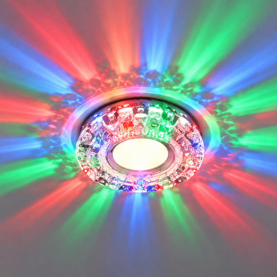LED Spot ORBITA, 5W, kulatá, studené světlo + RGB, bílá, pryskyřice a sklo