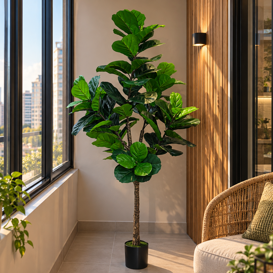 Umělá rostlina Strom Typ Ficus, 180 cm, Zelená, s květináčem