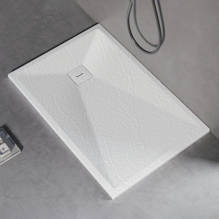 Obdélníková sprchování 80x120 cm, štíhlé 3 cm, lesklá bílá