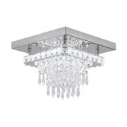 LED Chandier Alberico Square, 19W, Cold/Hot/Neutral Light, Crystal, Glossy Chrome