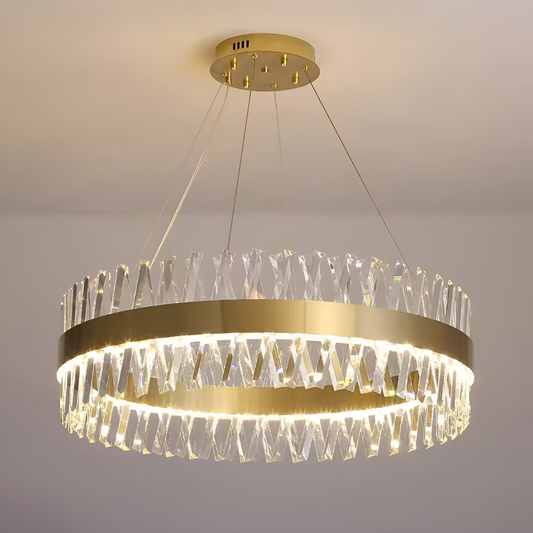 CASERTA LED lustr s dálkovým ovládáním, 54W, stmívatelný, průměr 50 cm, zlatý
