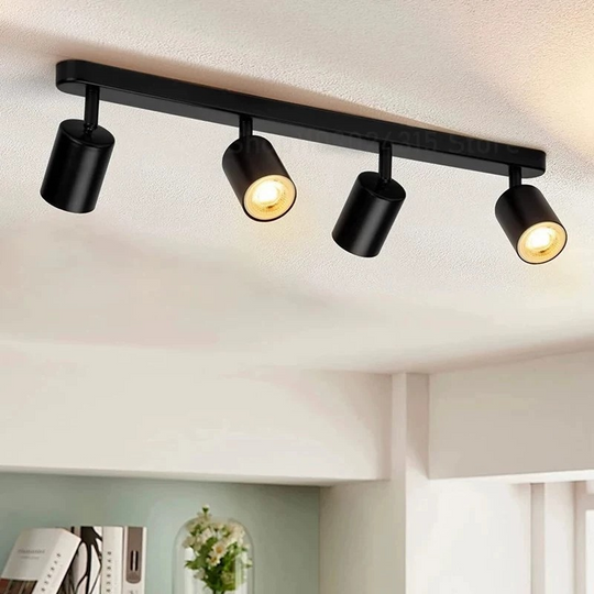 Moderní klasický lustr, Joom s lineárním projektorem, 4XGU10, kov, černá, žárovky nejsou součástí dodávky LED lustry Výchozí název Alessandro Design