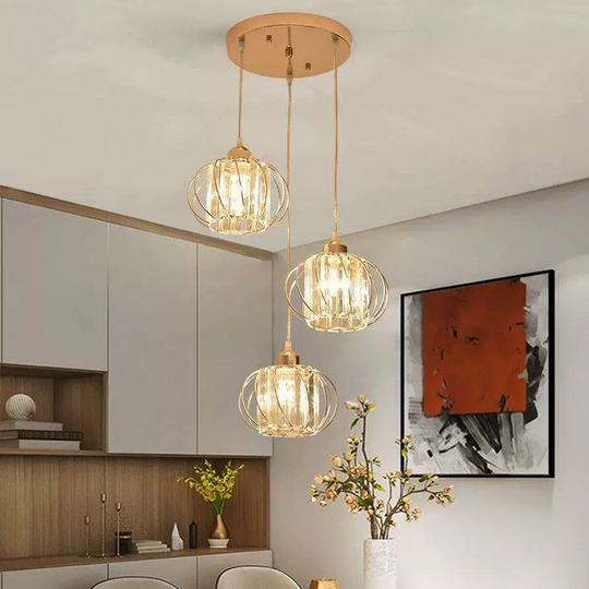 Monica Lustr, 3 X E27, zlaté, kovové a skleněné klasické lustry Výchozí název Alessandro Design
