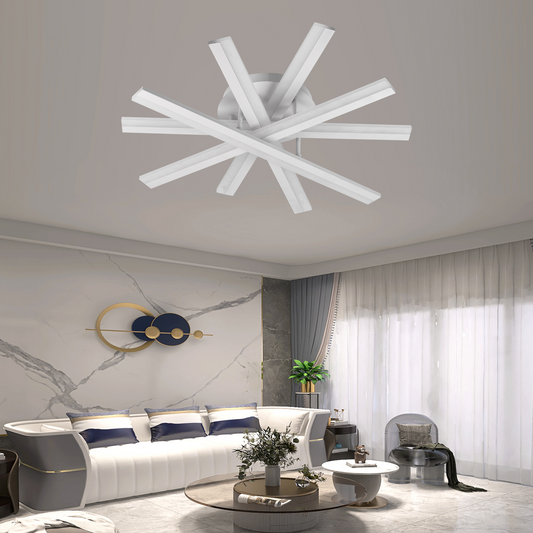 LED lustr s dálkovým ovládáním, 67W, Studené/Teplé/Neutrální světlo, Stmívatelné, Bílá