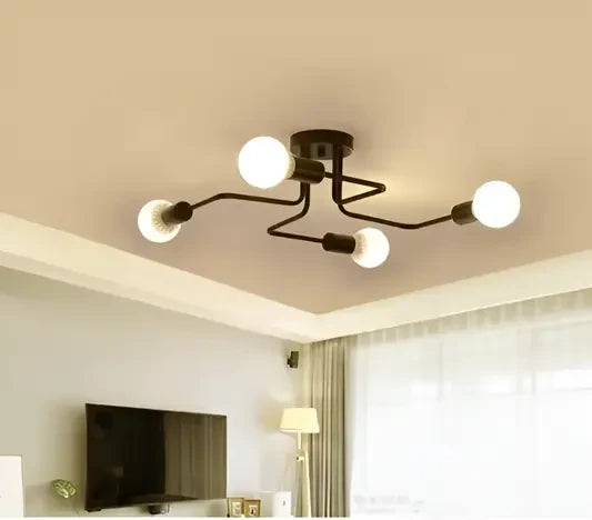 Modernistický lustr Quadra 4, 4x E27, Černý, moderní design