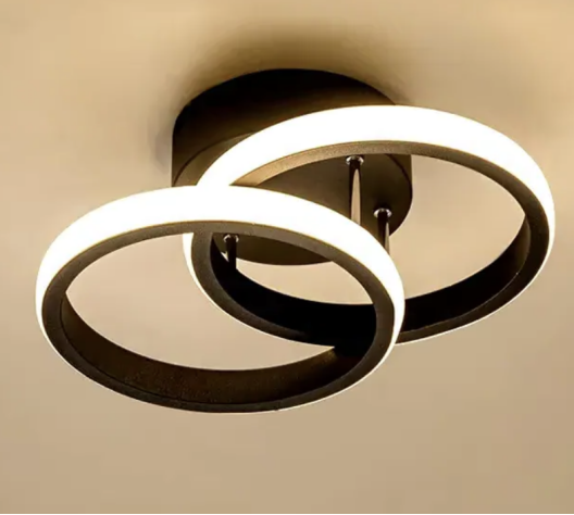 LED lustr VERTEX CIRCULA 22W, 2 kruhy, kovové rámy, studené/teplé/neutrální světlo, černá