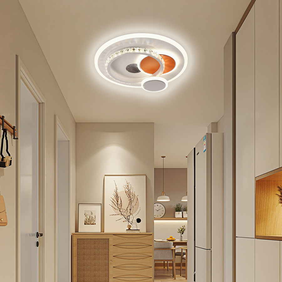 LED lustr s krystalem HELIOX, 45W, 4 kruhy, studené/teplé/neutrální světlo, bílá