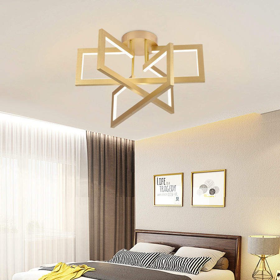 LED lustr s dálkovým ovládáním 73W, 3 Elements, Studené/Teplé/Neutrální světlo, Stmívatelné, Zlaté