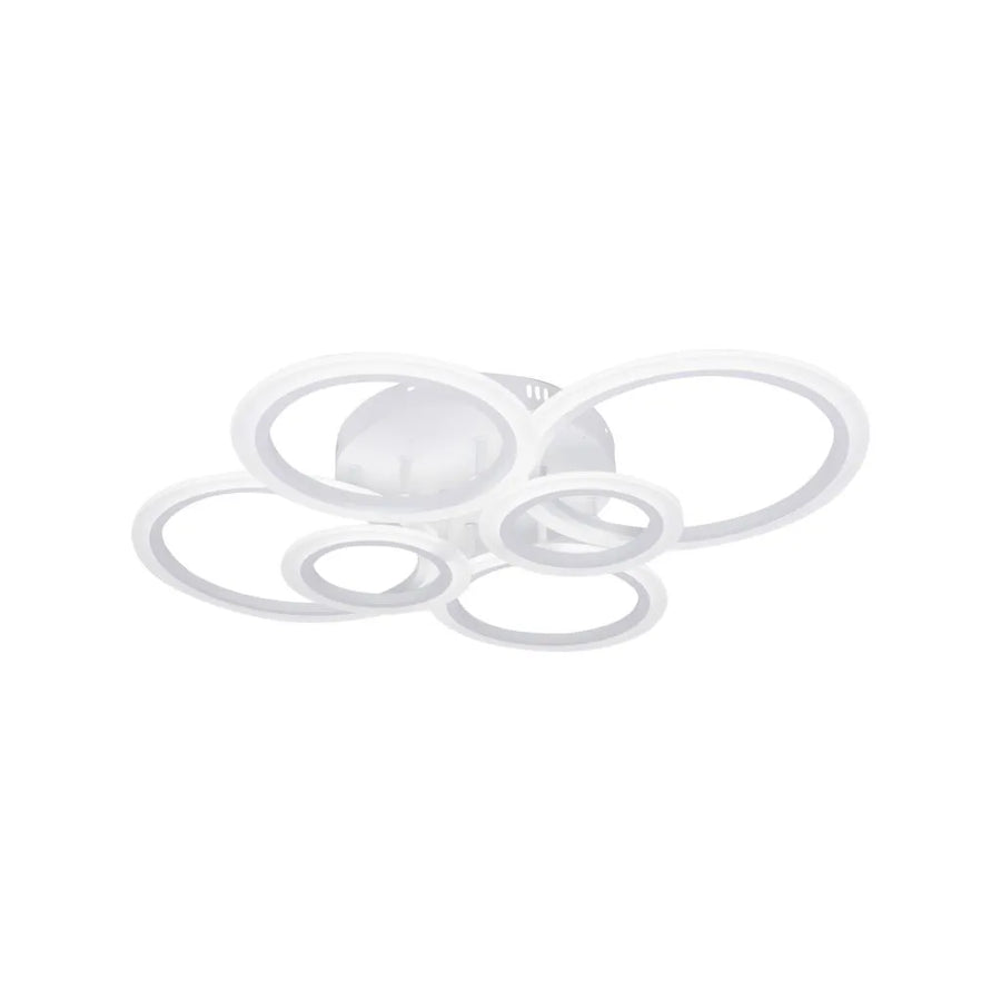 LED lustr s dálkovým ovládáním BETTY 82W, 6 kruhů, Studené/Teplé/Neutrální světlo, Stmívatelné, Bílá