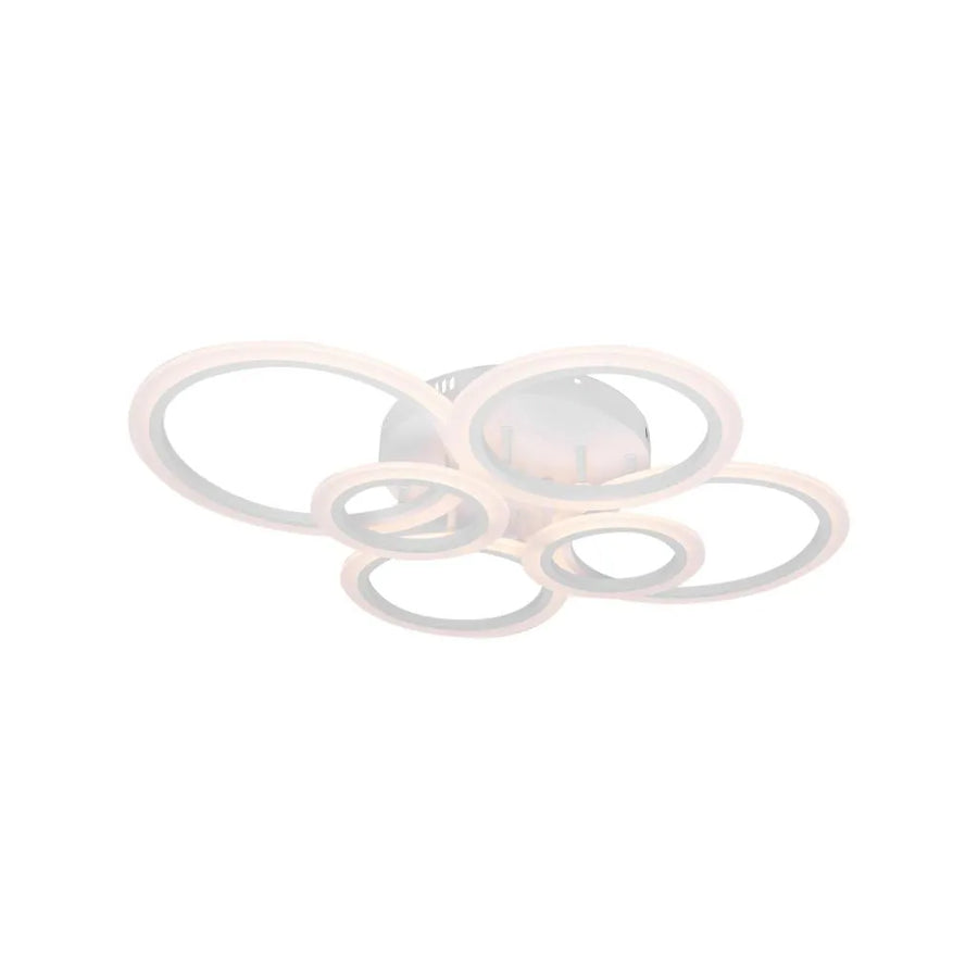 LED lustr s dálkovým ovládáním BETTY 82W, 6 kruhů, Studené/Teplé/Neutrální světlo, Stmívatelné, Bílá