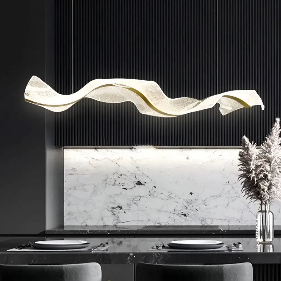 Závěsný LED lustr AMI 80W, Lineární, Studené/Teplé/Neutrální světlo, Zlatý, Nastavitelná výška