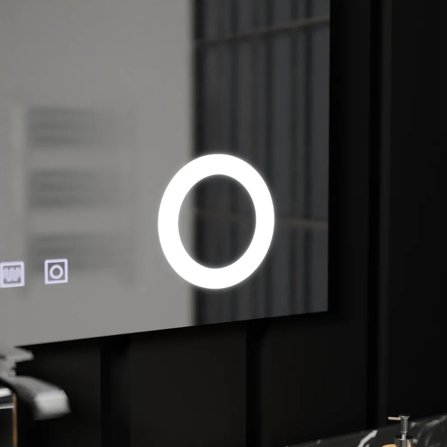 Obdélníkové LED zrcadlo, 80x60cm, Piano Touch, Demister System, Stmívatelné