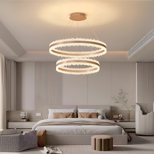 Závěsný LED lustr s dálkovým ovládáním NIVALIS Duo 127W, kruhy 60x80cm, studené/teplé/neutrální světlo, stmívatelné, výškově nastavitelné, zlaté LED lustry s dálkovým ovládáním Výchozí název Alessandro Design