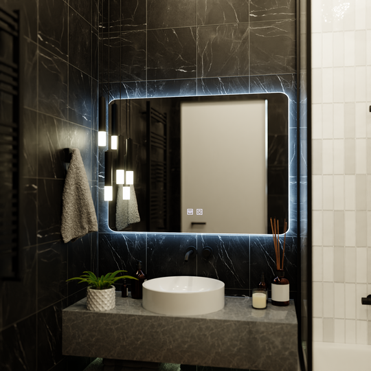 ARTEA Touch obdélníkové LED zrcadlo, 80X60cm, Demister System, Stmívatelné, Závodní světlo 6000K Korman Mirrors E Výchozí název Alessandro Design