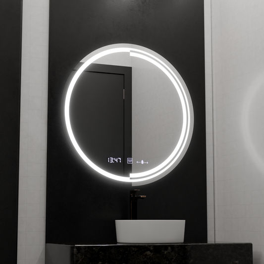 LED kulaté zrcadlo, 60 cm, senzor Consuel Marcello MotionGlow, Demister System, hodiny a teploměr, stmívatelné