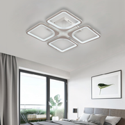 LED CHANDIER s dálkovým ovládáním, Zoe, 4 čtverce, 52W, studené/horké/neutrální světlo, nestabilní, bílá