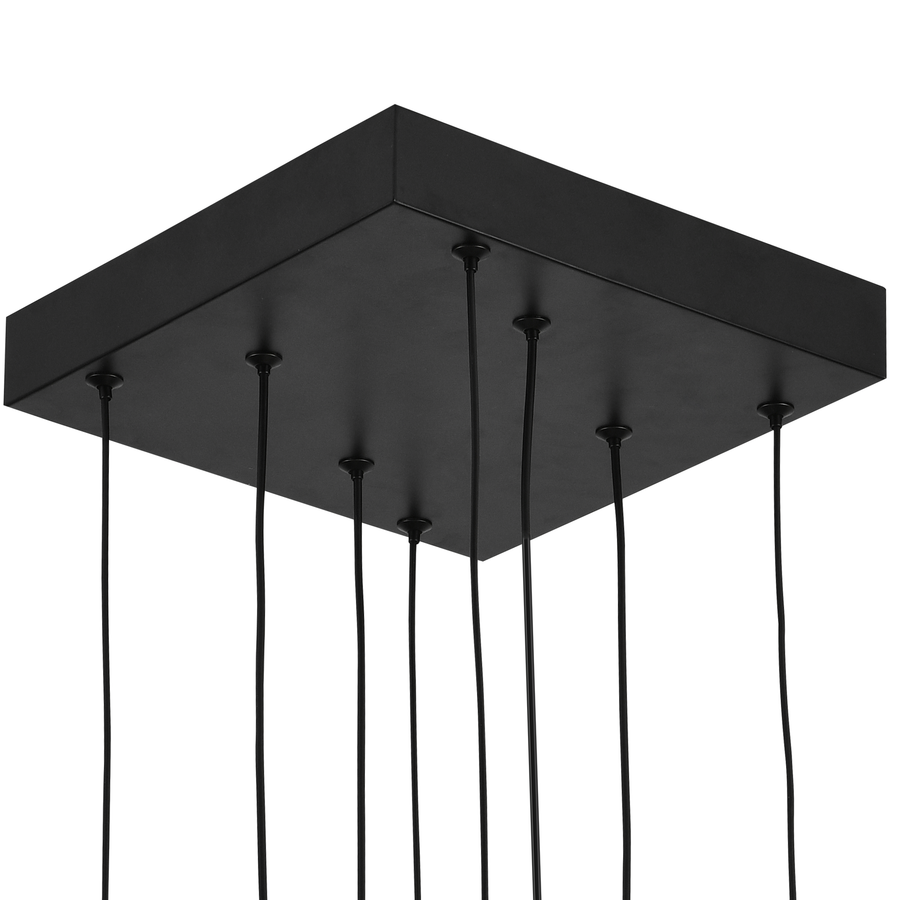 LED lustr s dálkovým ovládáním, Závěsný 98W, 4 prvky, Studené/Teplé/Neutrální světlo, Stmívatelné, Nastavitelná výška, Černá