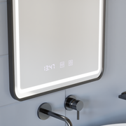 LED Touch Gerhard Mirror Defrition System, hodiny a teplota 60x80 cm Černý rám štětce