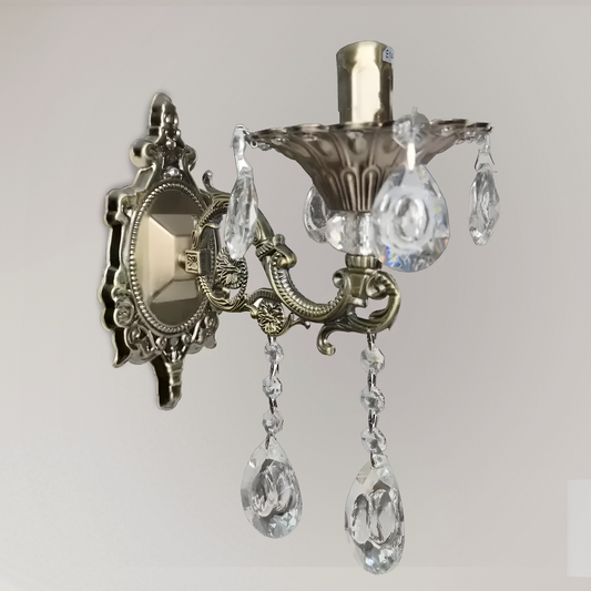 SANSSOUCI Picollo Crystal nástěnné svítidlo, 1xE14, starožitná mosaz