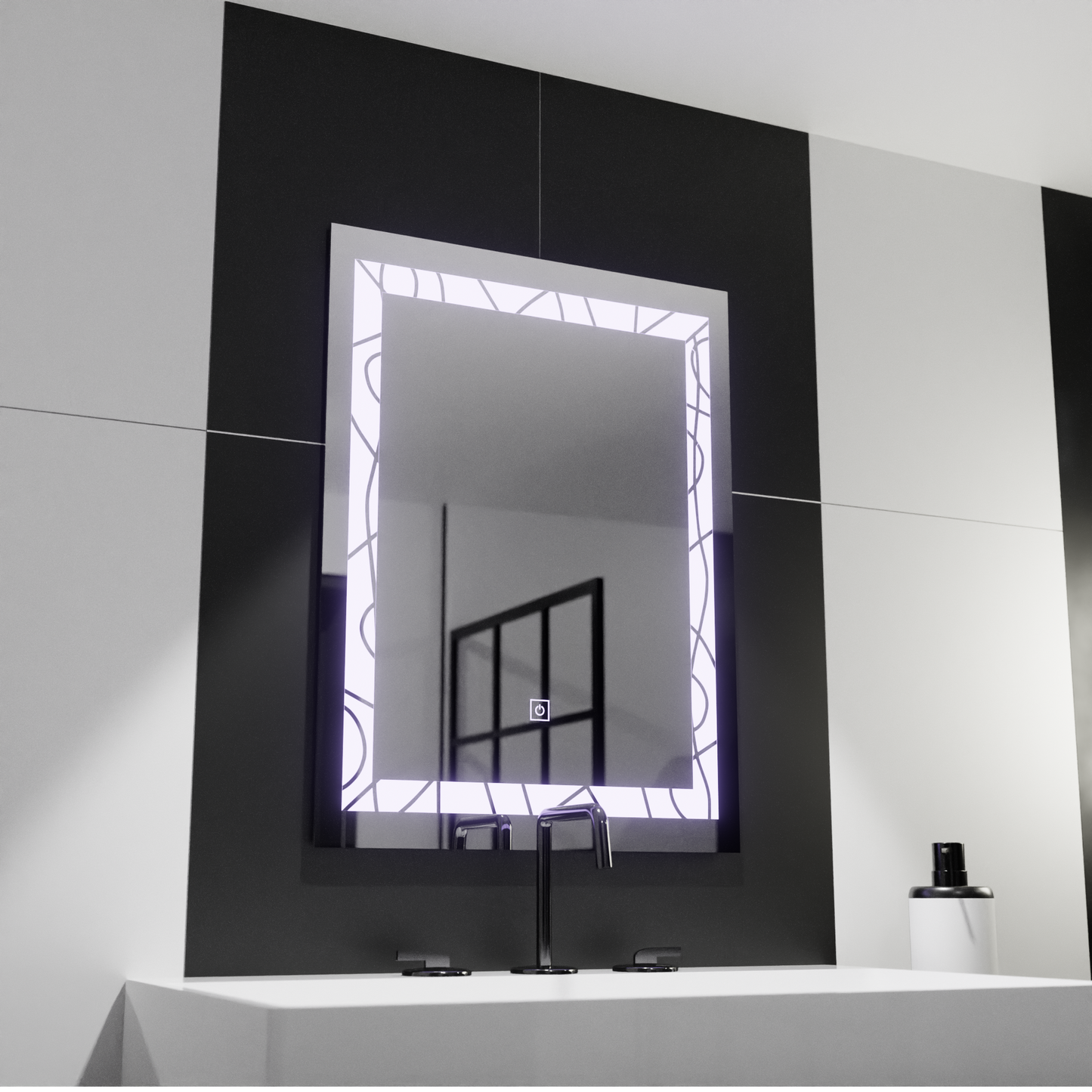 Zrcadlo LED obdélníkový 60x80 cm deco rám Základní dotek