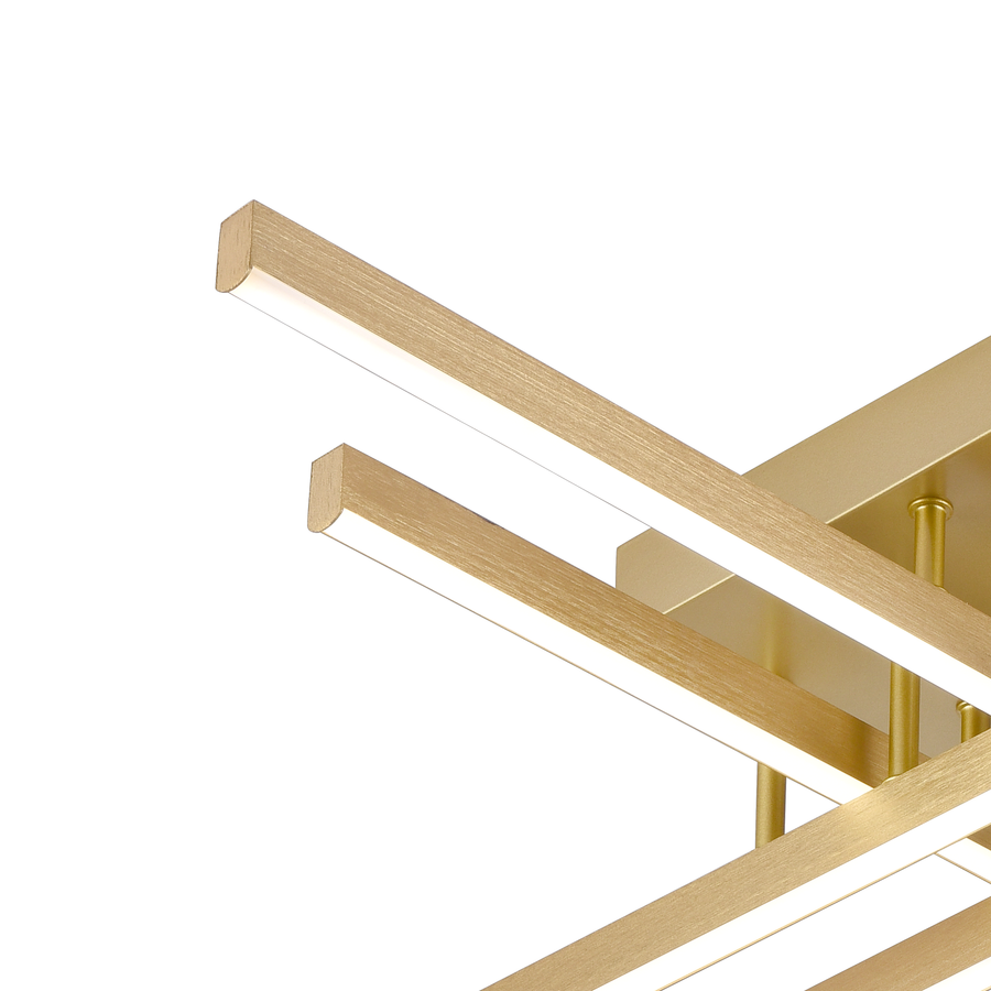 LED lustr s dálkovým ovládáním LINEX, 54W, světlo 3000K/4000K/6000K, stmívatelný, zlatý