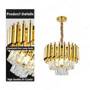 Crystal Chandier Versailles Petito 3xE14, průměr 30 cm, zlato, nastavitelná výška