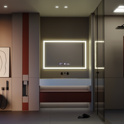 Mirror LED obdélníkový 120x80cm vérité Motionglow Marcello, deaktivační systém, teploměr a hodiny, daimable