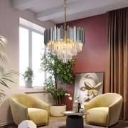 Crystal Chandier Blois Eleganza 8XE14, průměr 49 cm, stříbro, nastavitelná výška