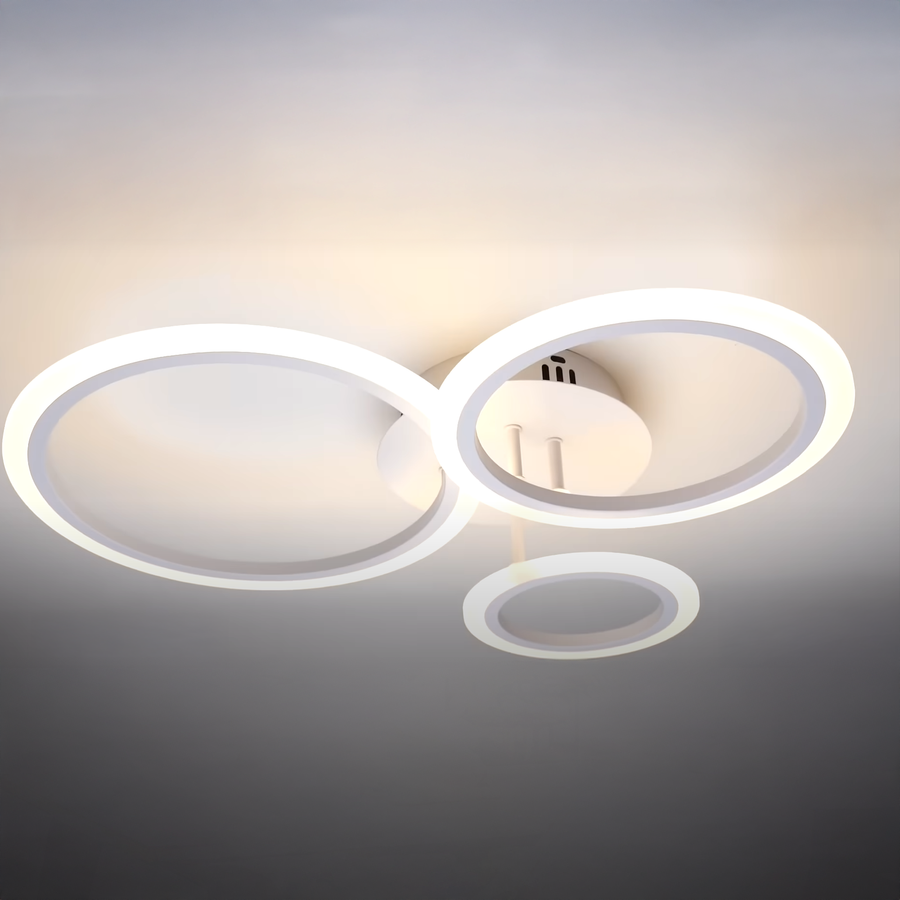 LED lustr s dálkovým ovládáním BETTY 41W, 3 kruhy, Studené/Teplé/Neutrální světlo, Stmívatelné, Bílá