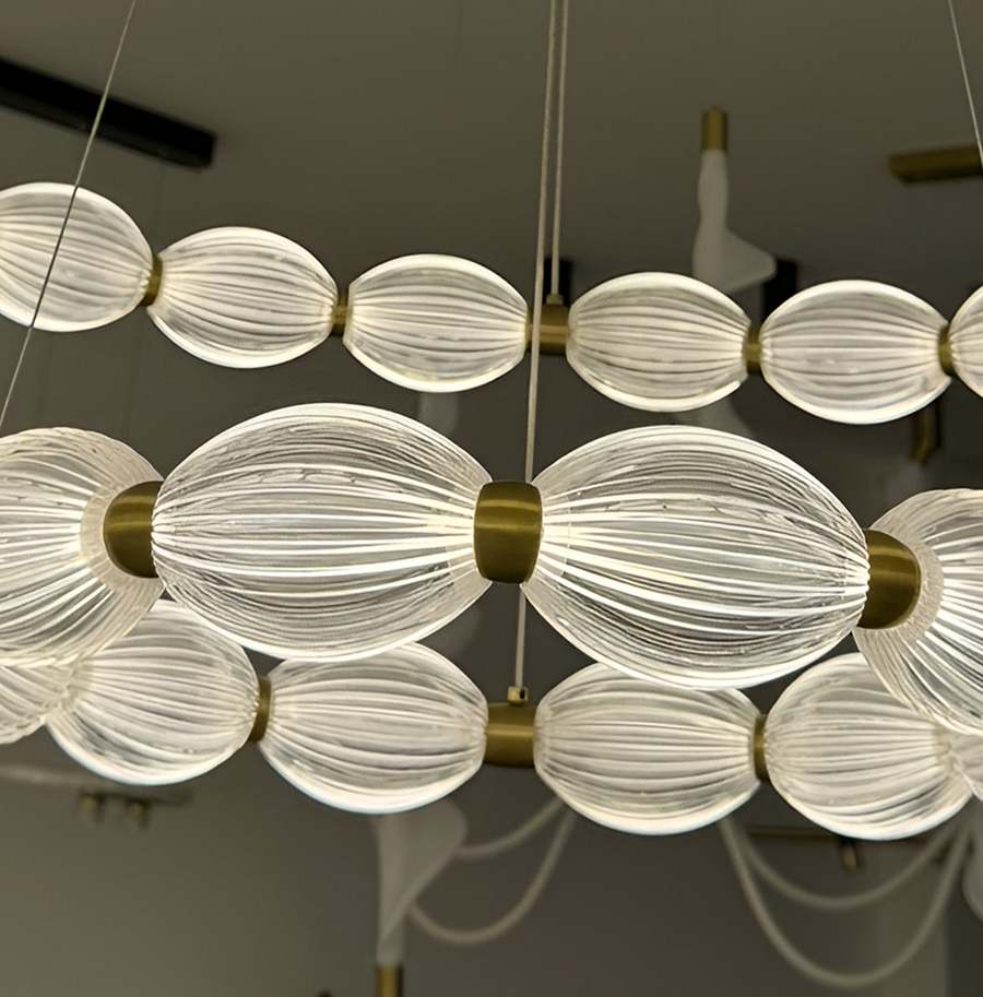 Závěsný LED lustr s dálkovým ovládáním FAUSTO, 84W, studené/teplé/neutrální světlo, stmívatelný, výškově nastavitelný, zlatý