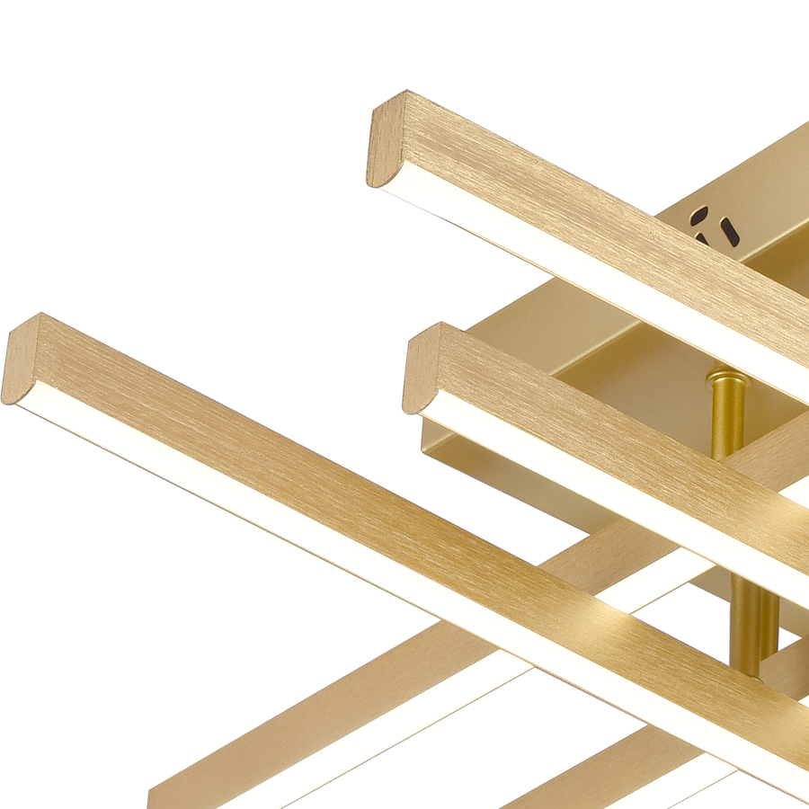 LED lustr s dálkovým ovládáním LINEX, 83W, světlo 3000K/4000K/6000K, stmívatelný, zlatý