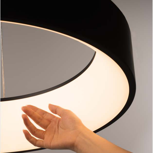 Závěsný LED lustr s dálkovým ovládáním CHIARA, 74W, studené/teplé/neutrální světlo, stmívatelný, černý