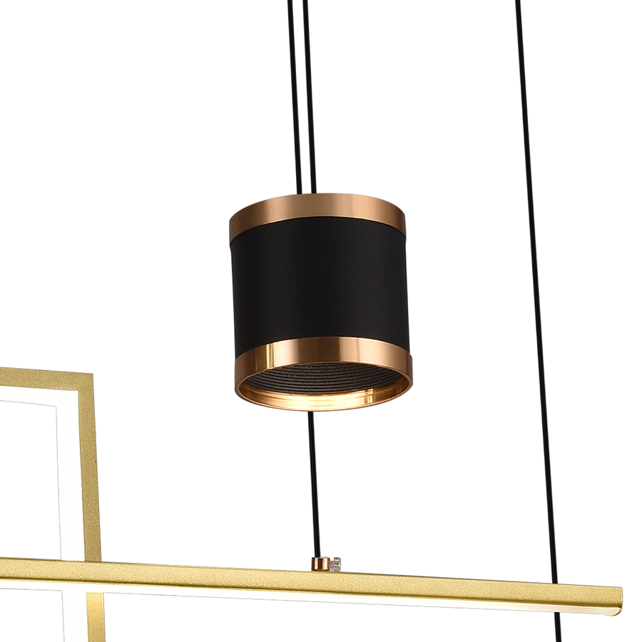 Závěsný LED lustr s dálkovým ovládáním DENISSE 81W, Studené/Teplé/Neutrální světlo, Stmívatelné, Zlaté, Nastavitelná výška, 2233/4GD