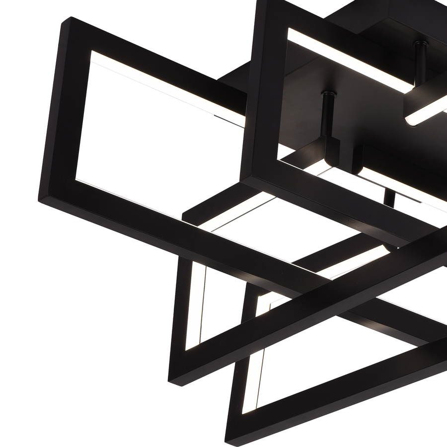 LED lustr s dálkovým ovládáním 98W, 4 Elements, Studené/Teplé/Neutrální světlo, Stmívatelné, Černá