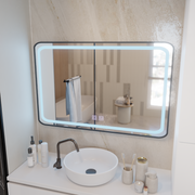 Zrcadlo LED obdélníkový 100x65cm - hrana světelný dotykový odmrazovací systém, černý rám