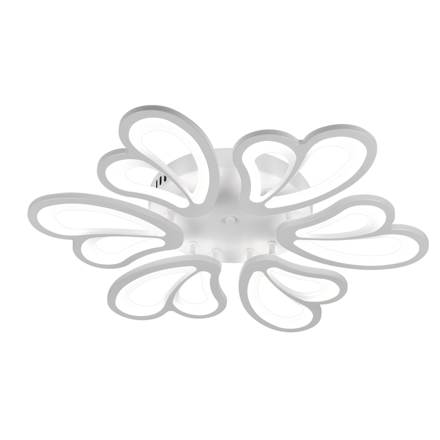 LED lustr s dálkovým ovládáním BLOSSOM 78W, 6 okvětních lístků, Průměr 60cm, Studené/Teplé/Neutrální světlo, Stmívatelné, Bílá