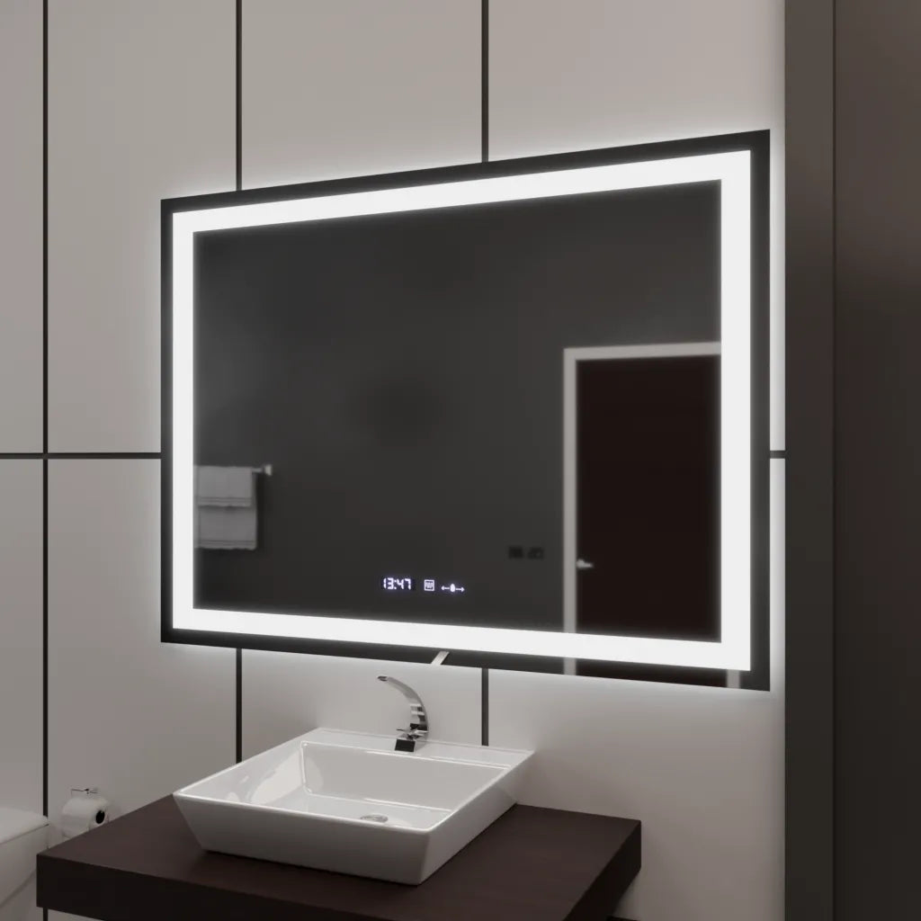 Mirror LED obdélníkový 120x80cm vérité Motionglow Marcello, deaktivační systém, teploměr a hodiny, daimable