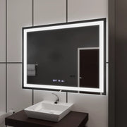 Obdélníkové LED zrcadlo 120x80 cm Vérité MotionGlow Marcello, Demister System, Hodiny & Teploměr, Stmívatelné