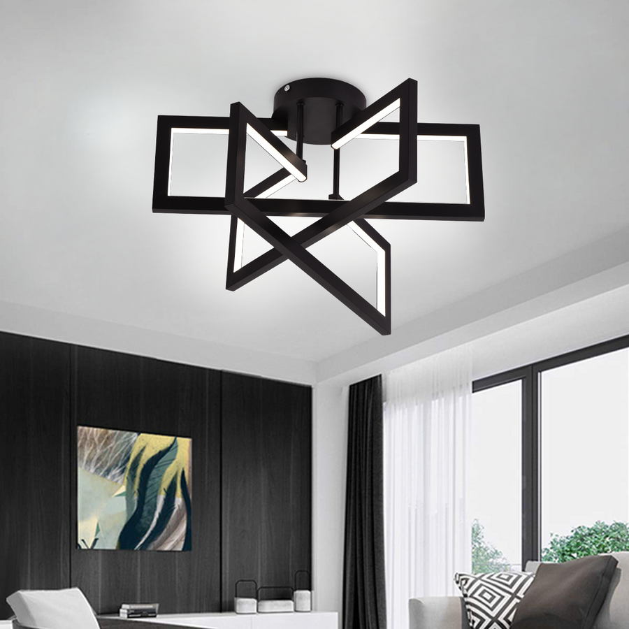 LED lustr s dálkovým ovládáním 73W, 3 Elements, Studené/Teplé/Neutrální světlo, Stmívatelné, Černá, LT750/3BK