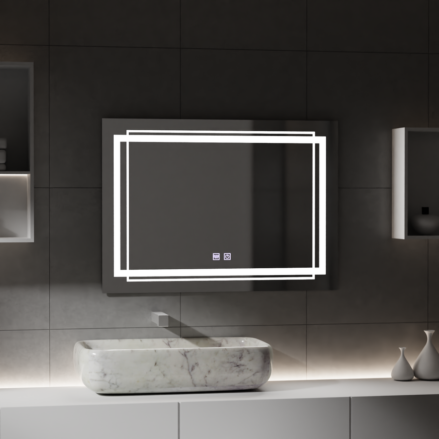 Zrcadlo LED obdélníkový 50x70cm dotykový systém deaktivace Koven