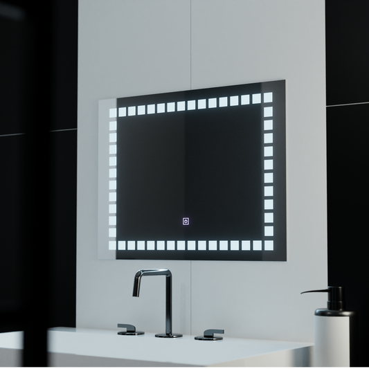 Obdélníkové LED zrcadlo, 80x60cm, Grid Light Basic Touch