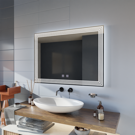 Obdélníkové LED zrcadlo, Demist, 80x60cm, ADIS Basic Touch