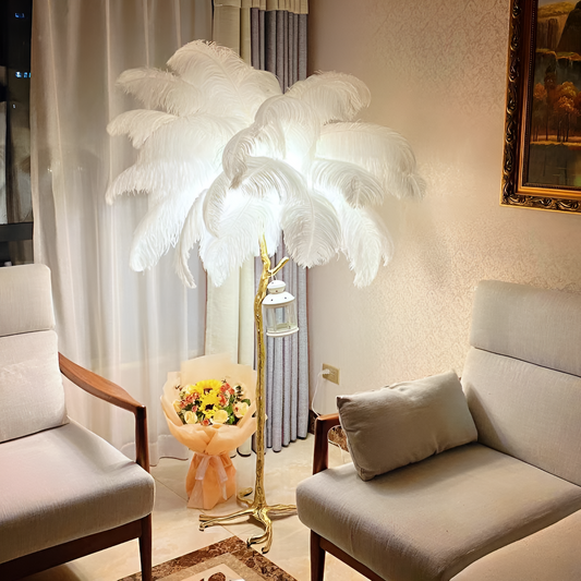Lampaar peří politidis 1 x e27 170 cm bílá